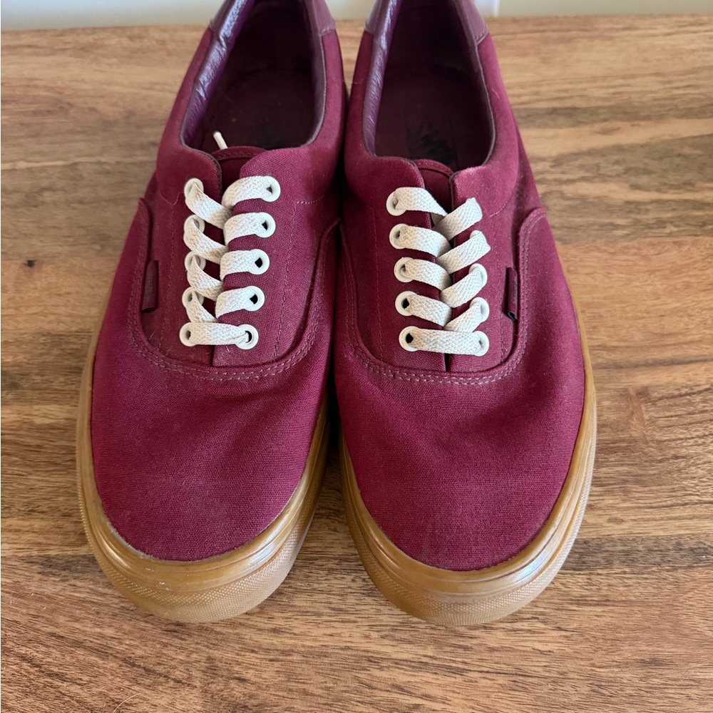 Vans Men’s Burgundy Canvas Sneakers with Gum Sole